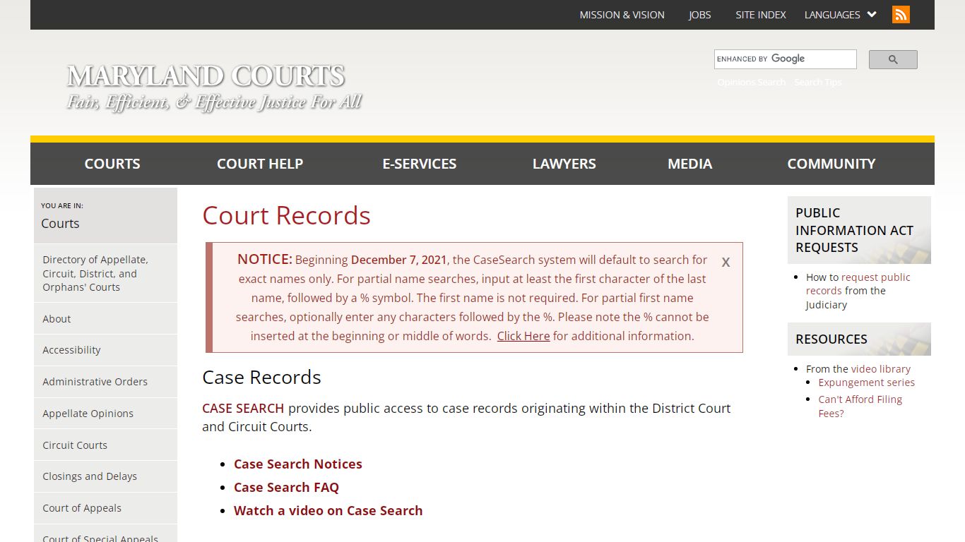 Court Records | Maryland Courts